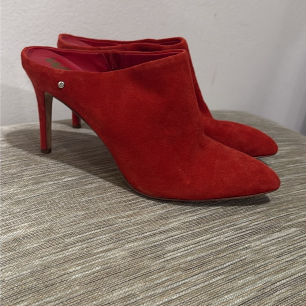 Sam Edelman Red Heels Kitten Heel Mules size 7.5